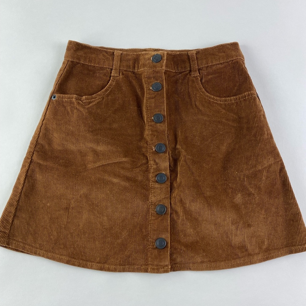 Brandy Melville Brown Corduroy Button-up Skirt (Small)
